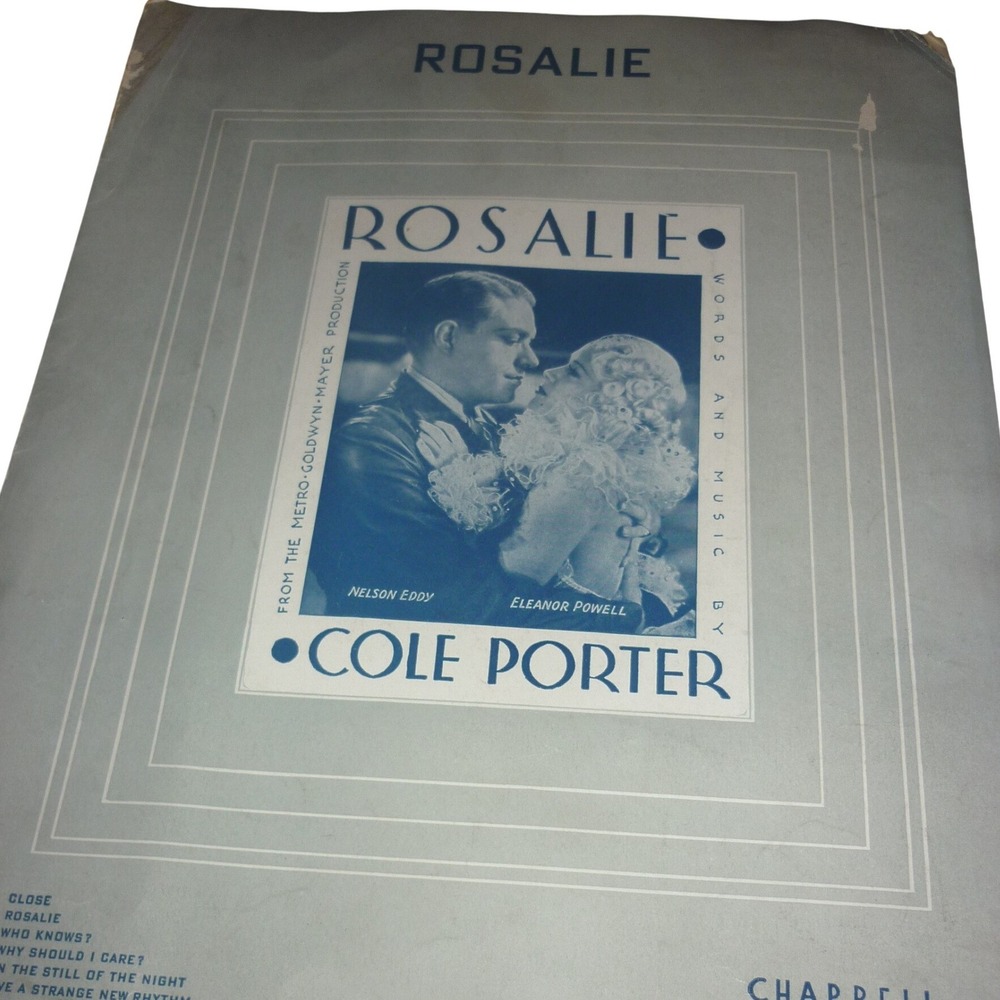 Rosalie Cole Porter 1937 Sheet Music Nelson Eddy Eleanor Powell MGM Movie
